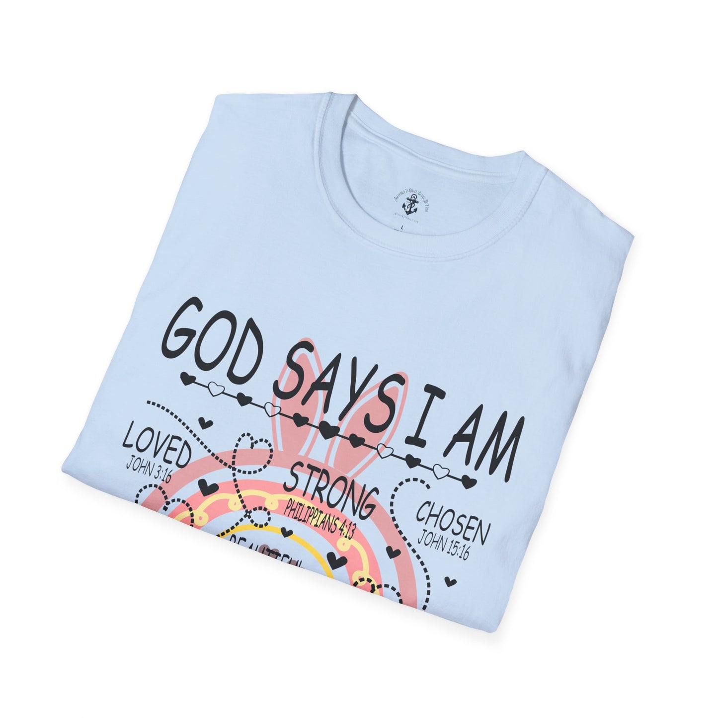 God Says I Am Unisex Softstyle T-Shirt, Inspirational Tee, Faith-Based Apparel, Unique Gift for Friends, Encouragement Shirt