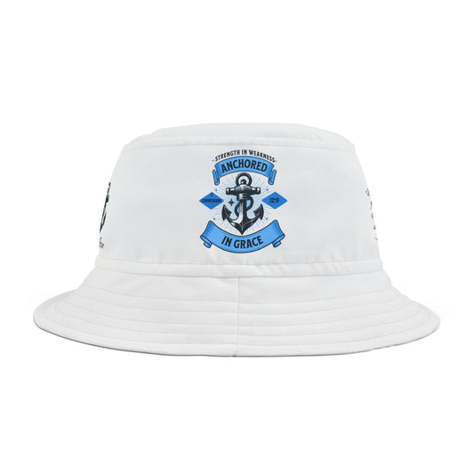 Bucket Hat with Strength in Weakness 2 Corinthians 12:9 Design