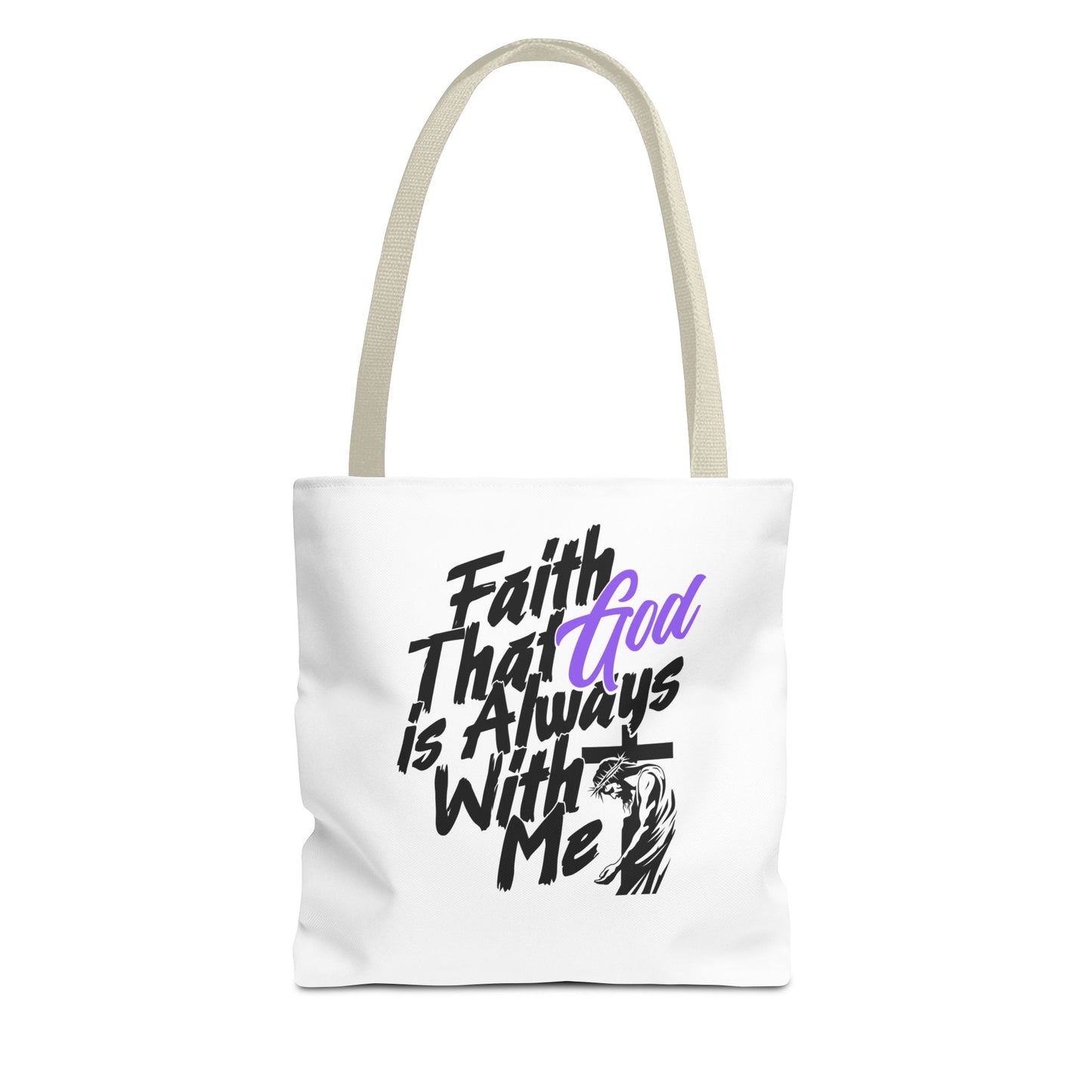 Faith Tote Bag with Jesus and Cross Design