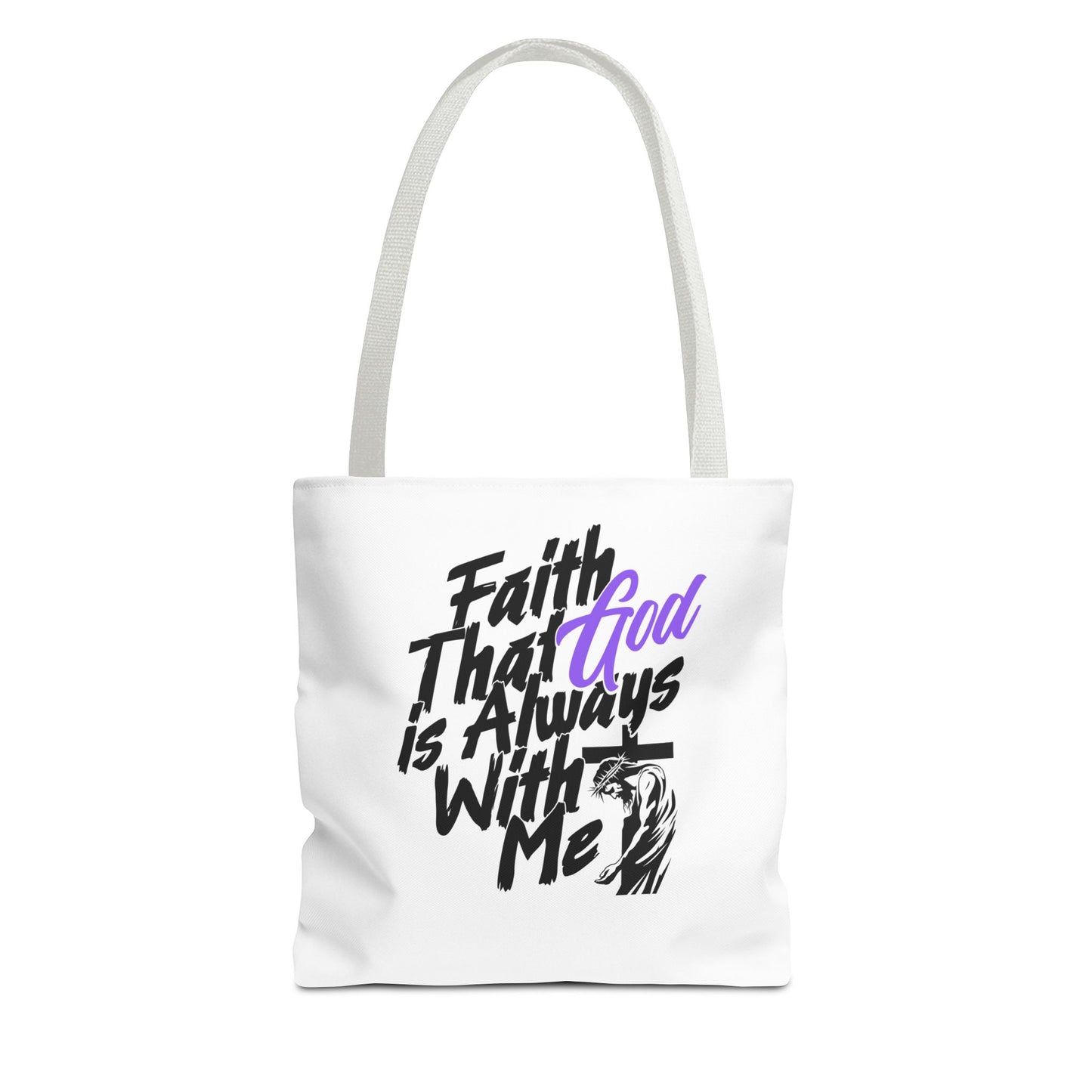 Faith Tote Bag with Jesus and Cross Design