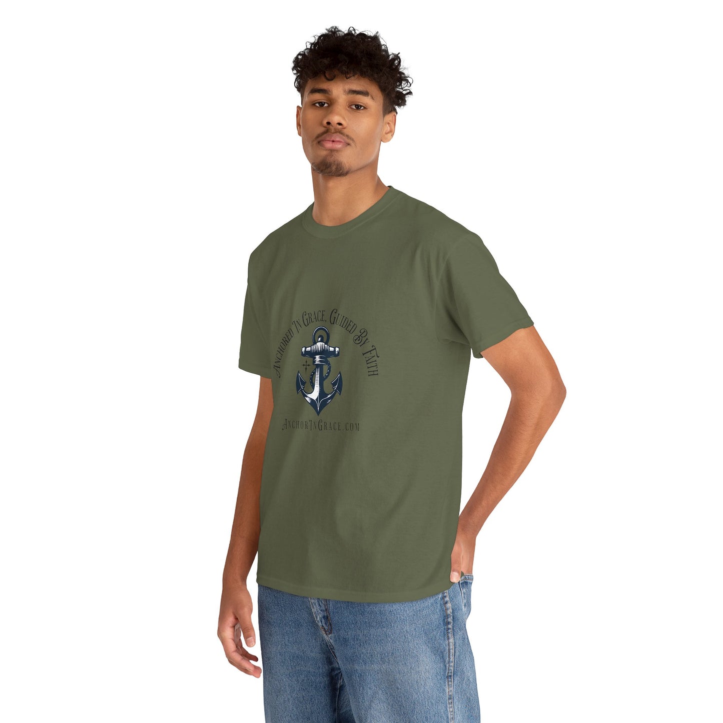 Anchored in Grace , Guided by Faith Graphic Unisex Heavy Cotton Tee