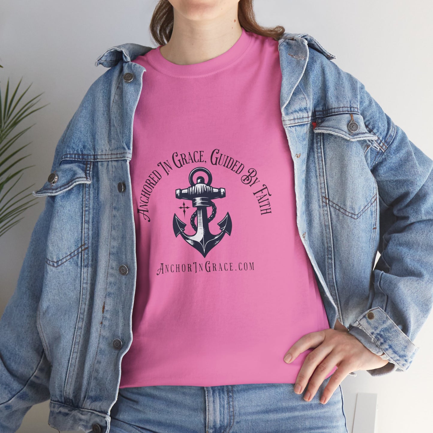 Anchored in Grace , Guided by Faith Graphic Unisex Heavy Cotton Tee