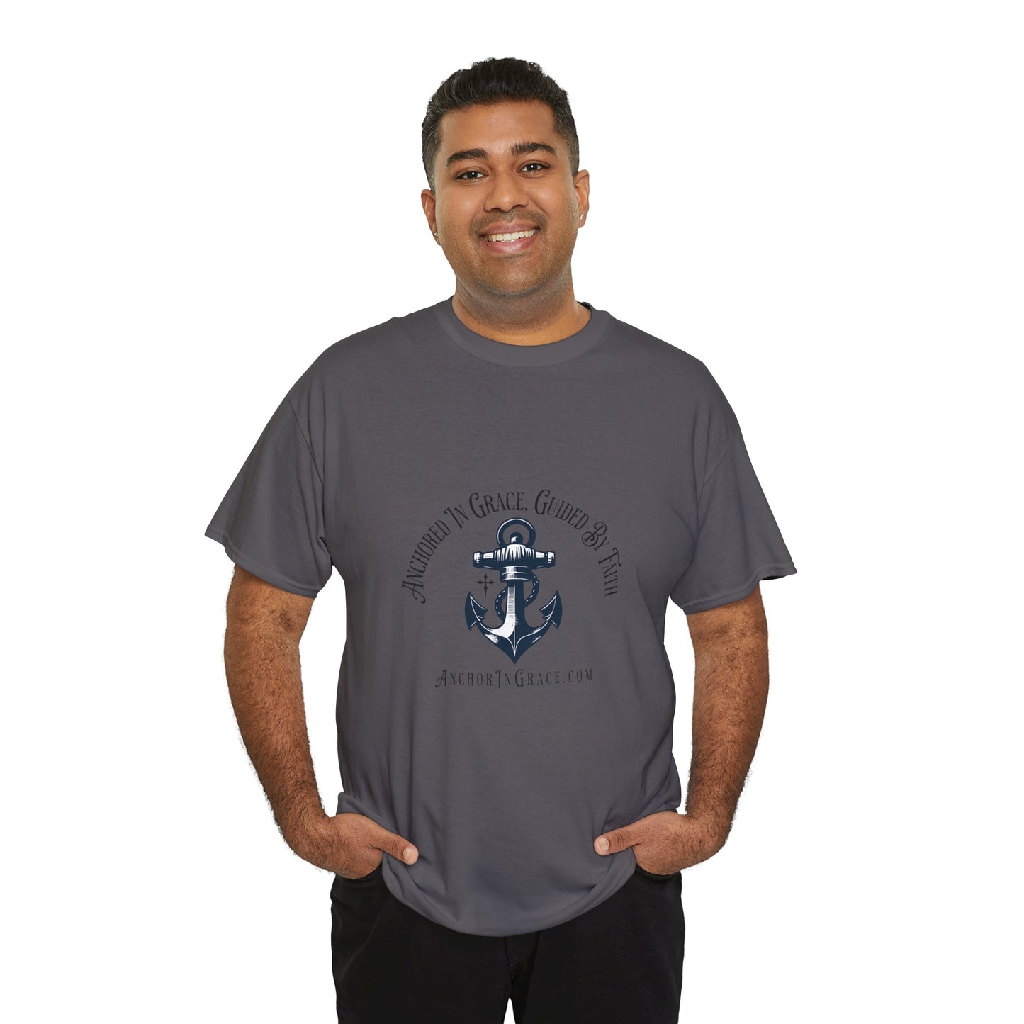 Anchored in Grace , Guided by Faith Graphic Unisex Heavy Cotton Tee