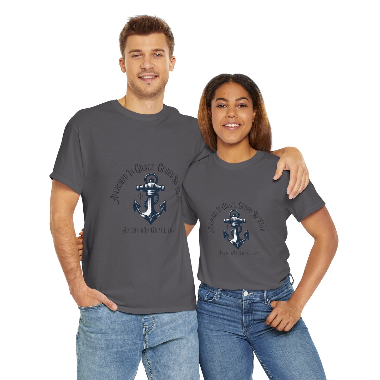 Anchored in Grace , Guided by Faith Graphic Unisex Heavy Cotton Tee