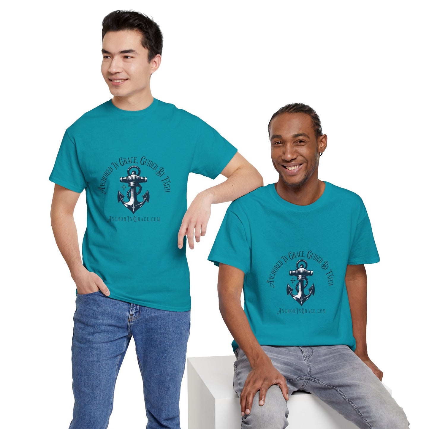 Anchored in Grace , Guided by Faith Graphic Unisex Heavy Cotton Tee