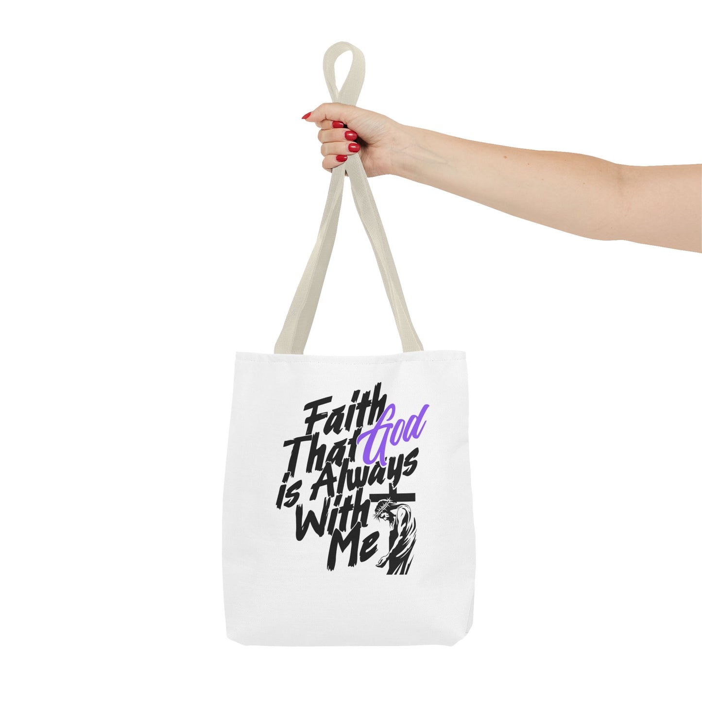 Faith Tote Bag with Jesus and Cross Design