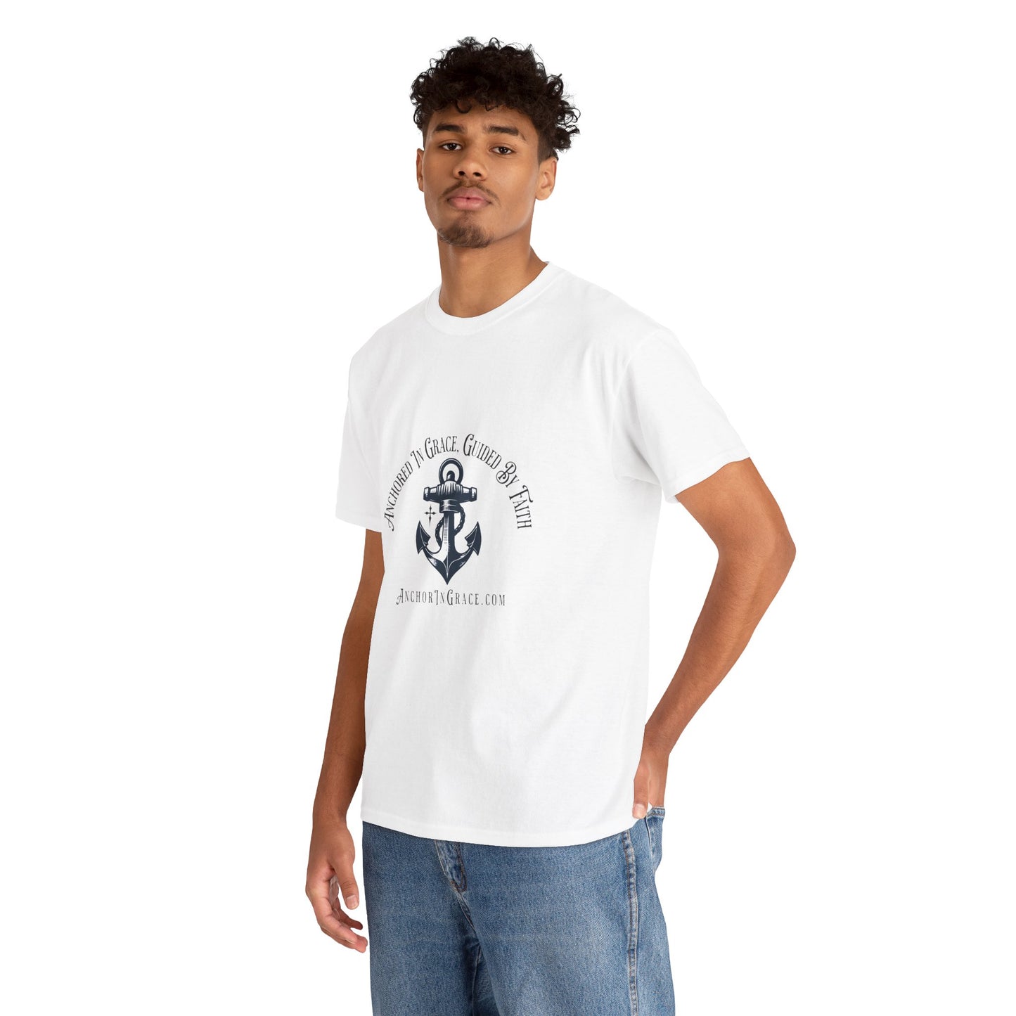 Anchored in Grace , Guided by Faith Graphic Unisex Heavy Cotton Tee