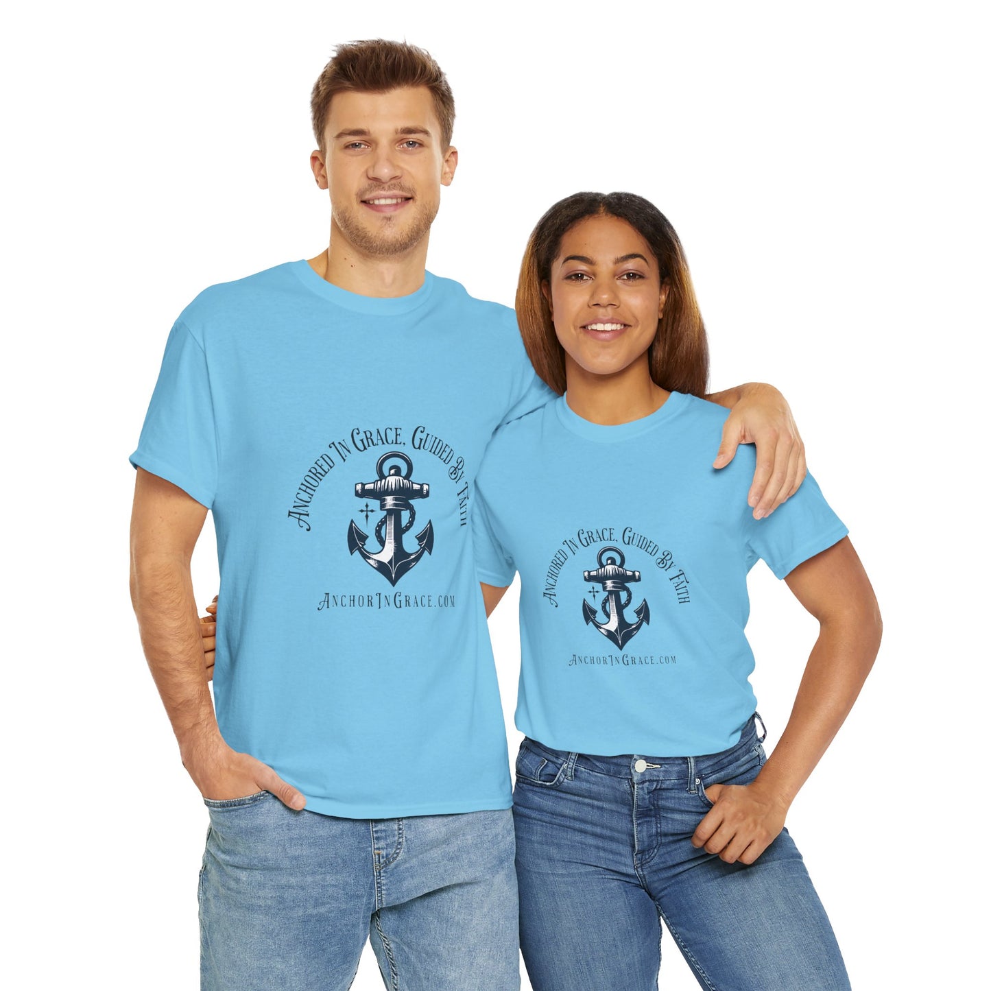 Anchored in Grace , Guided by Faith Graphic Unisex Heavy Cotton Tee