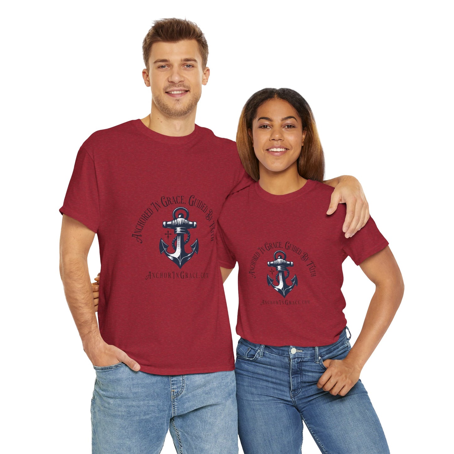 Anchored in Grace , Guided by Faith Graphic Unisex Heavy Cotton Tee