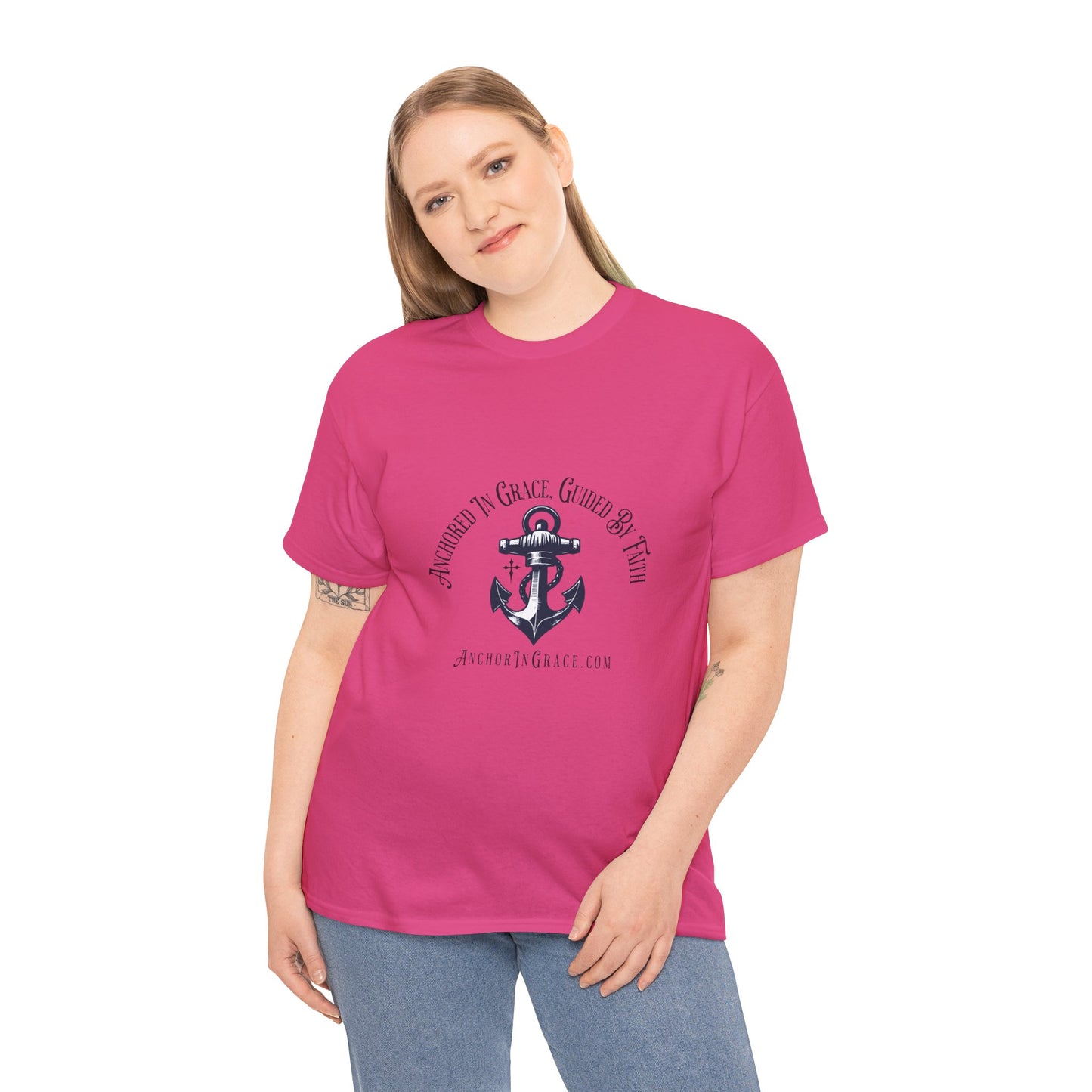 Anchored in Grace , Guided by Faith Graphic Unisex Heavy Cotton Tee