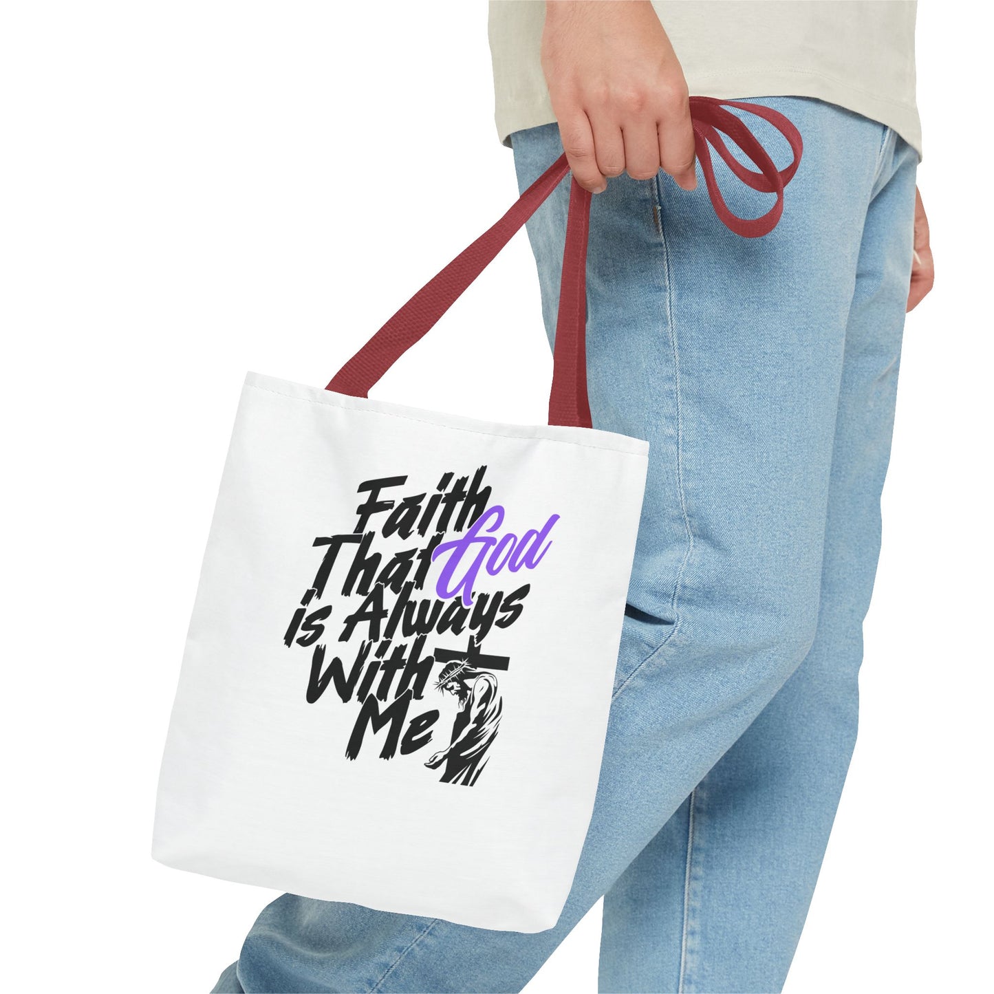 Faith Tote Bag with Jesus and Cross Design