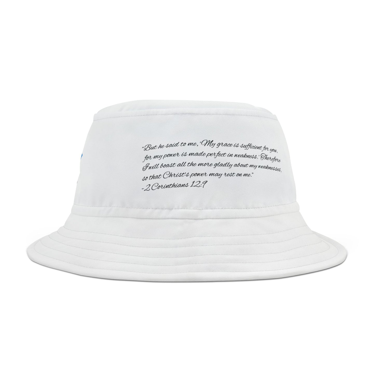 Bucket Hat with Strength in Weakness 2 Corinthians 12:9 Design