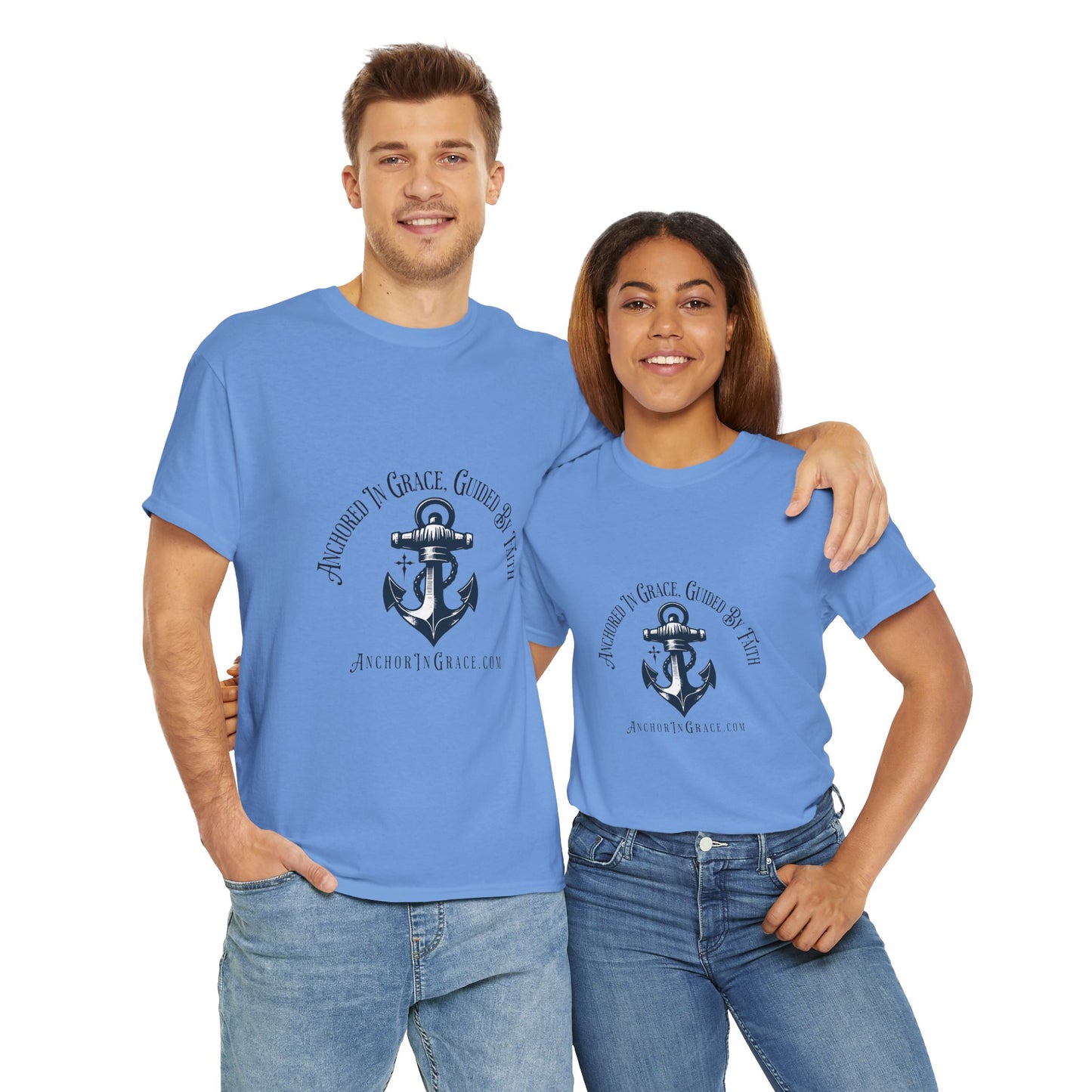 Anchored in Grace , Guided by Faith Graphic Unisex Heavy Cotton Tee