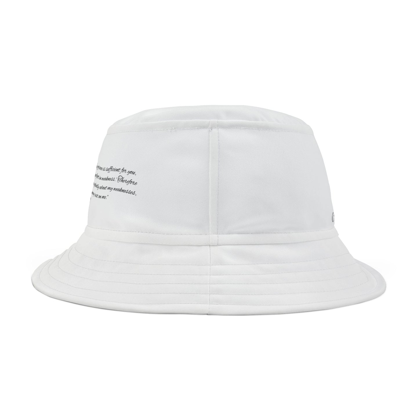 Bucket Hat with Strength in Weakness 2 Corinthians 12:9 Design