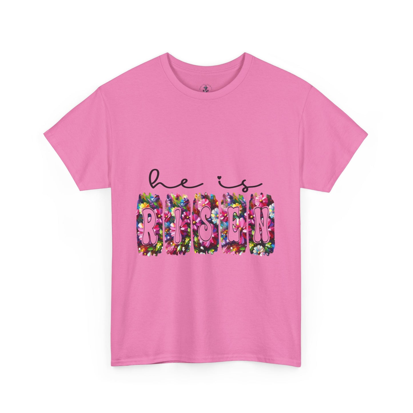 He Is Risen Unisex Heavy Cotton Tee - Floral Design for Easter Celebrations