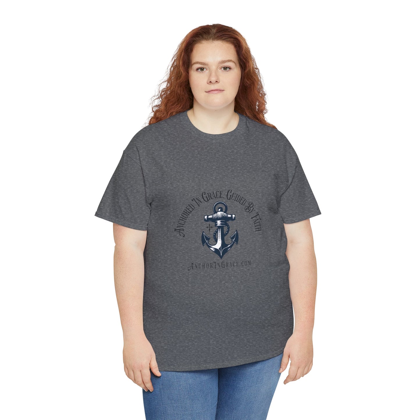 Anchored in Grace , Guided by Faith Graphic Unisex Heavy Cotton Tee