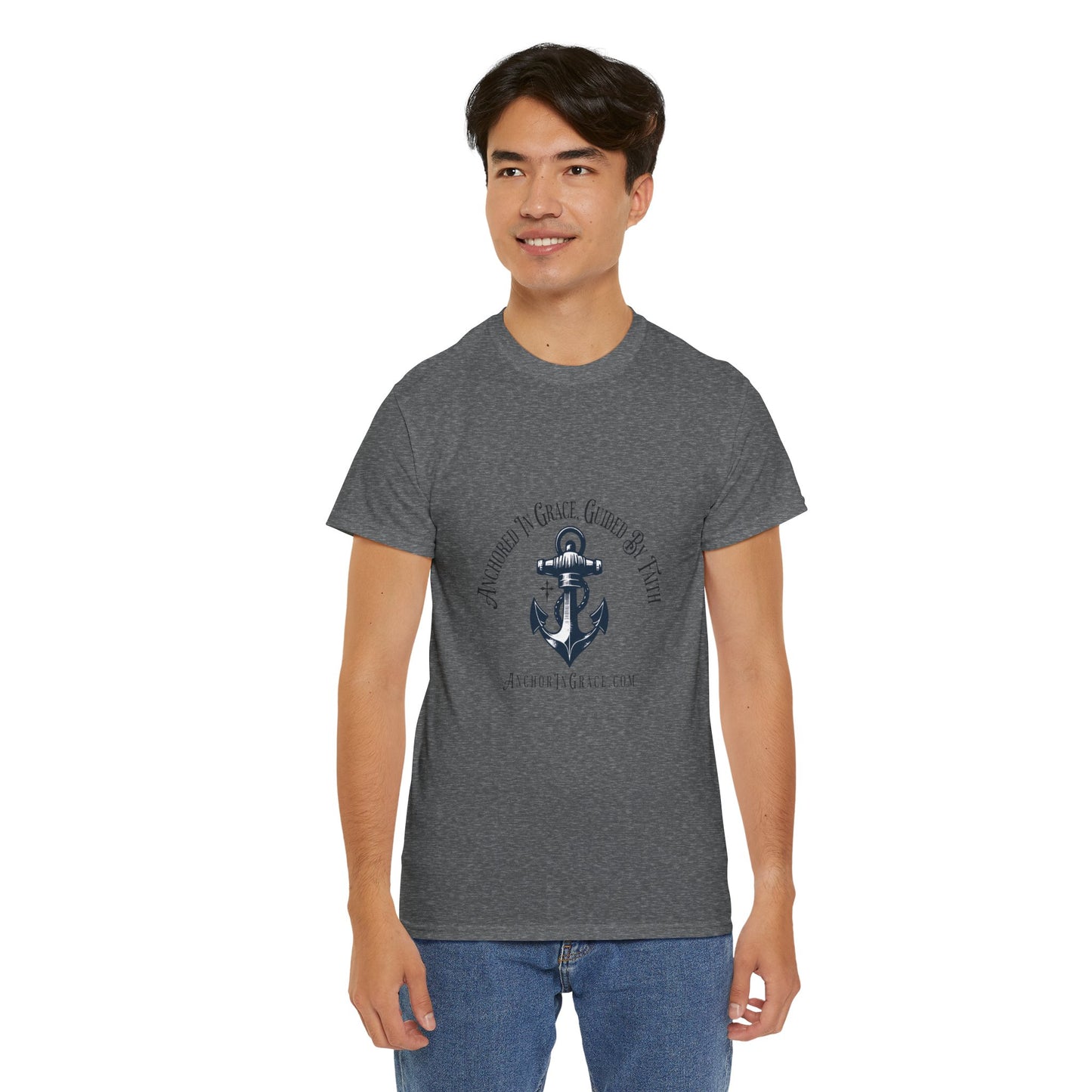 Anchored in Grace , Guided by Faith Graphic Unisex Heavy Cotton Tee