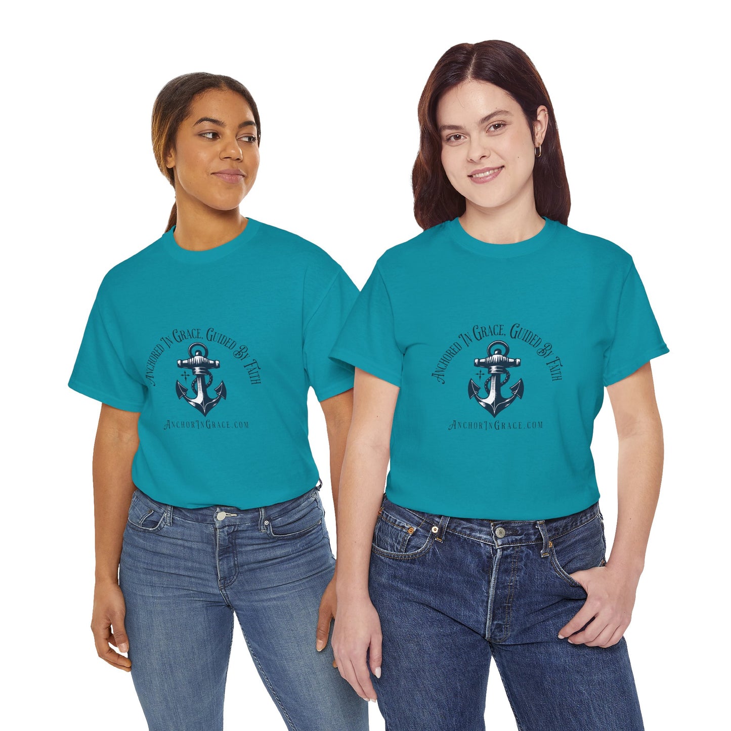 Anchored in Grace , Guided by Faith Graphic Unisex Heavy Cotton Tee